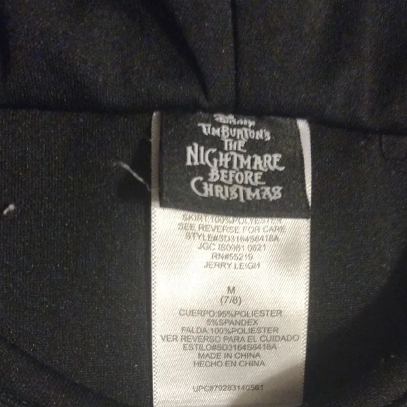 Disney The Nightmare Before Christmas Black and White Striped Skeleton Costume - Picture 3 of 8